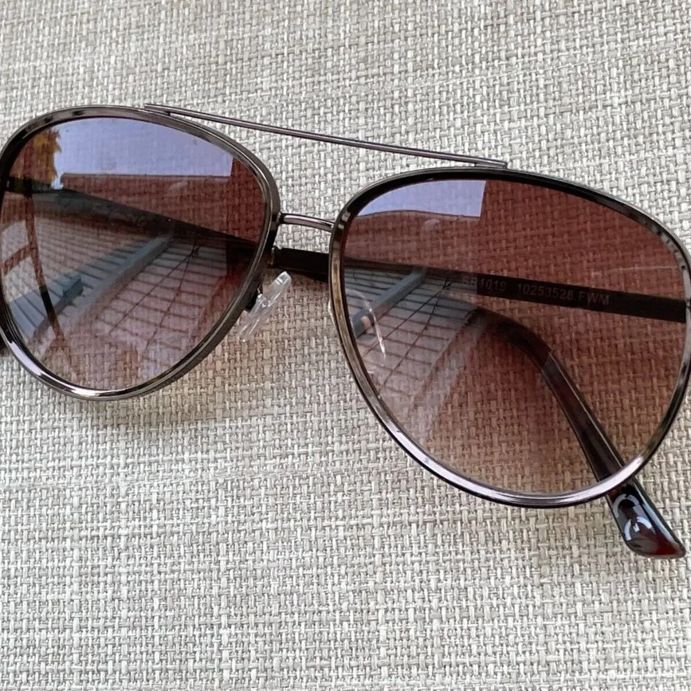Foster Grant Men Sunglasses Polarized Eye Wear Dark Brown Metal Frame Read Desc